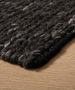 Wool rug - Hyssing black - close up, thumbnail