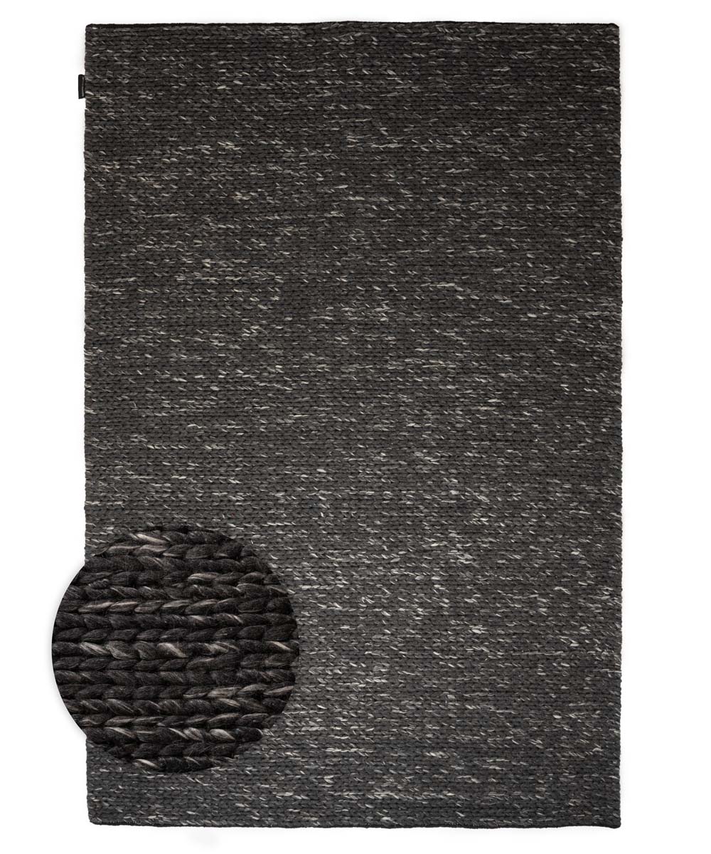 Wool rug - Hyssing black - overzicht, thumbnail