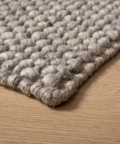 Wool rug - Løkke light grey - close up, thumbnail