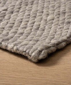 Wool rug - Vridning light grey - close up, thumbnail Wool rug - Vridning light grey - close up, thumbnail