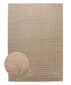 Square Scandinavian rug - Contour Edge beige - overzicht, thumbnail