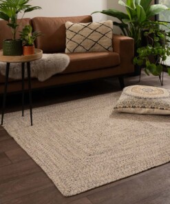 Square cotton rug - Joy beige/white