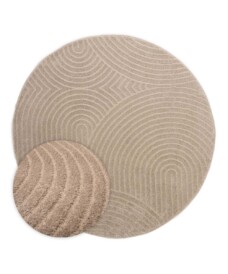 Round Scandinavian rug - Contour Curve beige - overzicht, thumbnail
