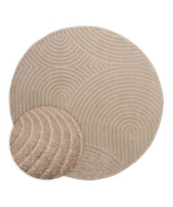 Round Scandinavian rug - Contour Curve beige - overzicht