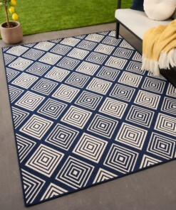 Outdoor rug diamond - Flip Gem dark blue