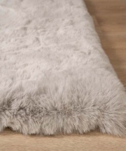 Fluffy rug - Comfy Deluxe light grey - close up, thumbnail