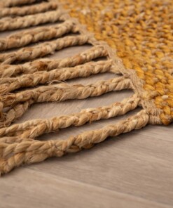 Square jute rug - Chunky gold/natural - close up, thumbnail