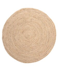 Round jute rug​ - Braided white/natural - overzicht, thumbnail