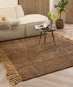Square jute rug - Chunky brown/natural - sfeer