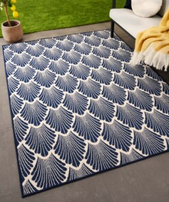 Modern outdoor rug​ - Flip Scale dark blue