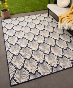 Modern outdoor rug​ - Flip Scale dark blue