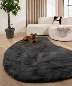 Fluffy rug organic - Comfy Plus dark grey - sfeer, thumbnail