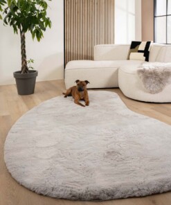 Fluffy rug organic - Comfy Plus light grey - sfeer, thumbnail