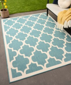 Retro outdoor rug​ - Flip Lucky turquoise