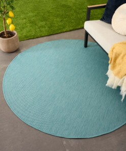 Plain outdoor rug round - Flip turquoise