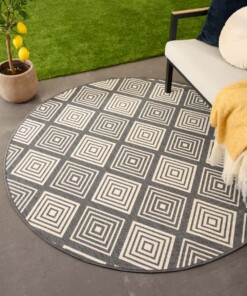 Round outdoor rug diamond - Flip Gem grey