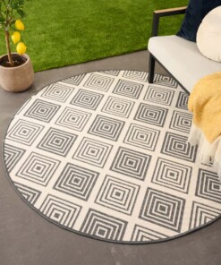 Round outdoor rug diamond - Flip Gem grey