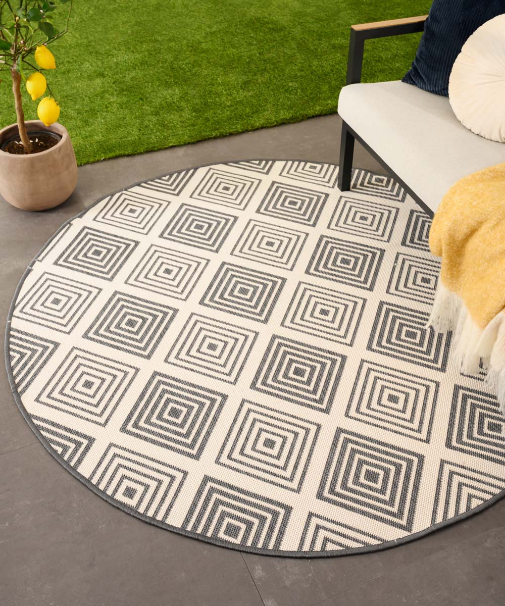 Round outdoor rug diamond - Flip Gem grey Round outdoor rug diamond - Flip Gem grey