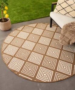 Round outdoor rug diamond - Flip Gem light brown