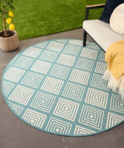 Round outdoor rug diamond - Flip Gem turquoise