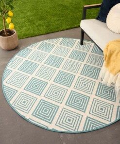 Round outdoor rug diamond - Flip Gem turquoise
