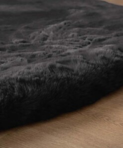 Round fluffy rug - Comfy Deluxe dark grey - close up, thumbnail Round fluffy rug - Comfy Deluxe dark grey - close up, thumbnail