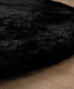Round fluffy rug - Comfy Deluxe black - overzicht, thumbnail Round fluffy rug - Comfy Deluxe black - overzicht, thumbnail