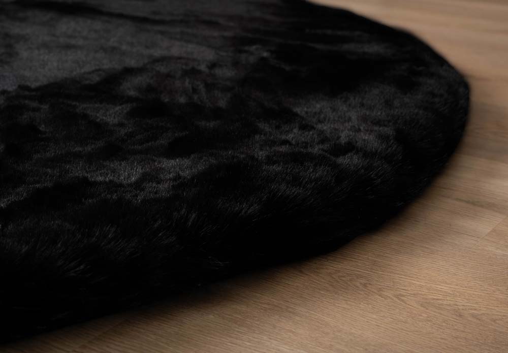 Round fluffy rug - Comfy Deluxe black - overzicht Round fluffy rug - Comfy Deluxe black - overzicht