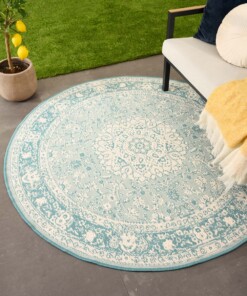 Vintage outdoor rug​ round - Flip Agnes turquoise