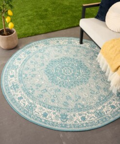 Vintage outdoor rug​ round - Flip Agnes turquoise