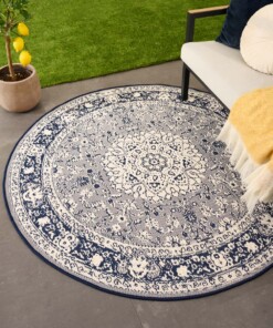 Vintage outdoor rug​ round - Flip Agnes dark blue