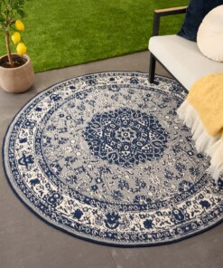 Vintage outdoor rug​ round - Flip Agnes dark blue