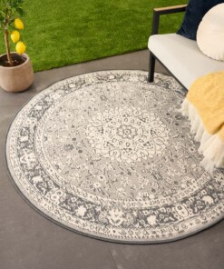 Vintage outdoor rug​ round - Flip Agnes grey