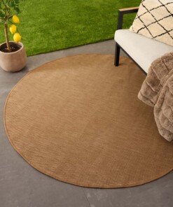 Plain outdoor rug round - Flip light brown