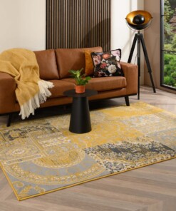 Patchwork rug - Ease Agatha mustard yellow