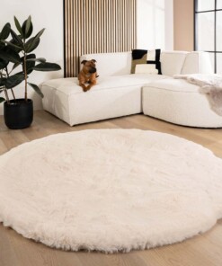 Round fluffy rug - Comfy Deluxe cream - sfeer
