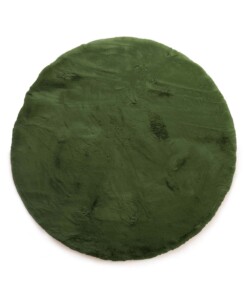 Round fluffy rug - Comfy Deluxe olive green - overzicht