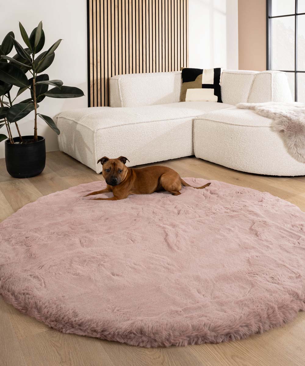 Round fluffy rug - Comfy Deluxe pink - sfeer Round fluffy rug - Comfy Deluxe pink - sfeer