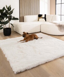 Square fluffy rug - Comfy Deluxe white - overzicht