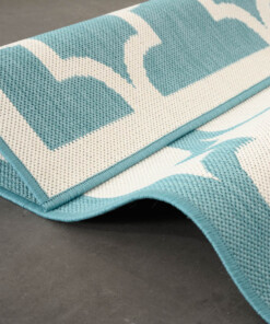 Retro outdoor rug​ - Flip Lucky turquoise - close up, thumbnail