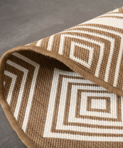 Round outdoor rug diamond - Flip Gem light brown - close up, thumbnail