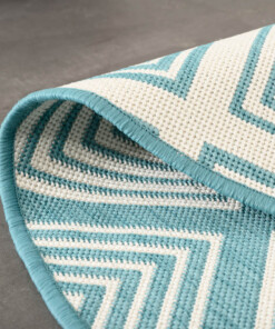 Round outdoor rug diamond - Flip Gem turquoise - close up, thumbnail