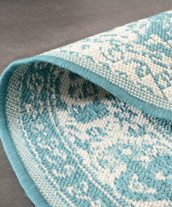 Vintage outdoor rug​ round - Flip Agnes turquoise - close up, thumbnail