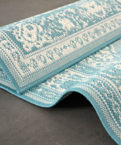 Outdoor rug vintage - Flip Agnes turquoise - close up, thumbnail