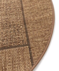 Checkered outdoor rug round - Twill Patch brown