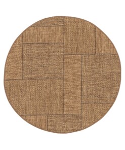 Checkered outdoor rug round - Twill Patch brown - overzicht, thumbnail