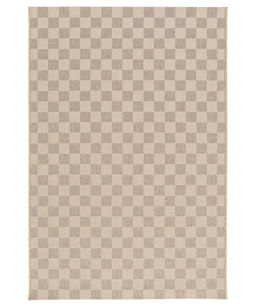 Outdoor rug - Bask Check beige/sand color - overzicht Outdoor rug - Bask Check beige/sand color - overzicht