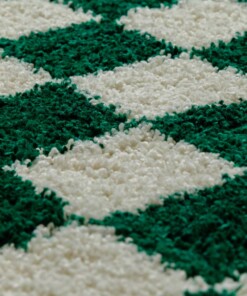 Checkerboard rug - Check ivory/jade - close up, thumbnail