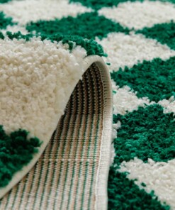 Checkerboard rug - Check ivory/jade - close up