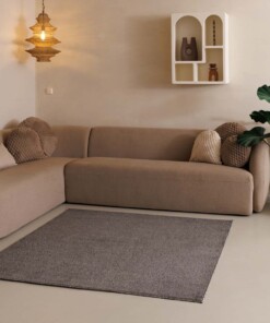 Square low pile rug - Fine grey